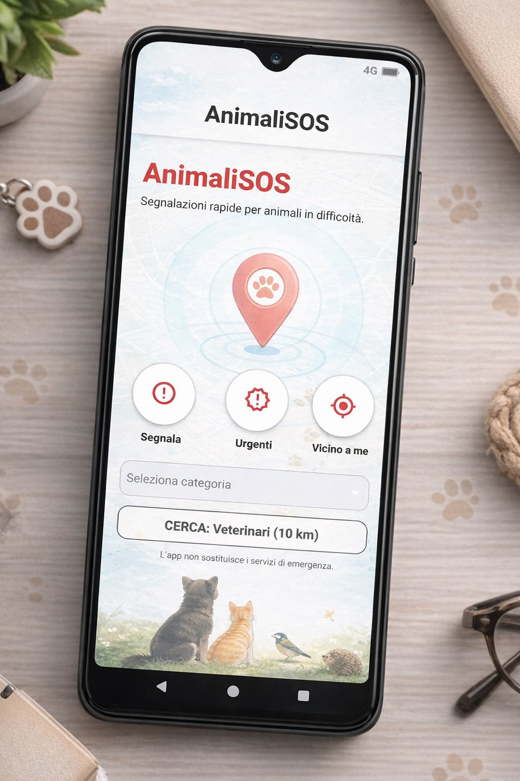 Anteprima AnimaliSOS su smartphone
