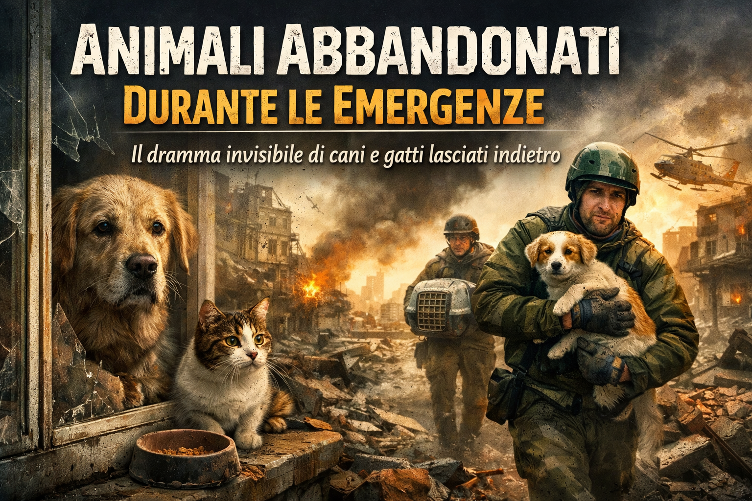 Animali abbandonati durante le emergenze: il dramma invisibile di cani e gatti lasciati indietro