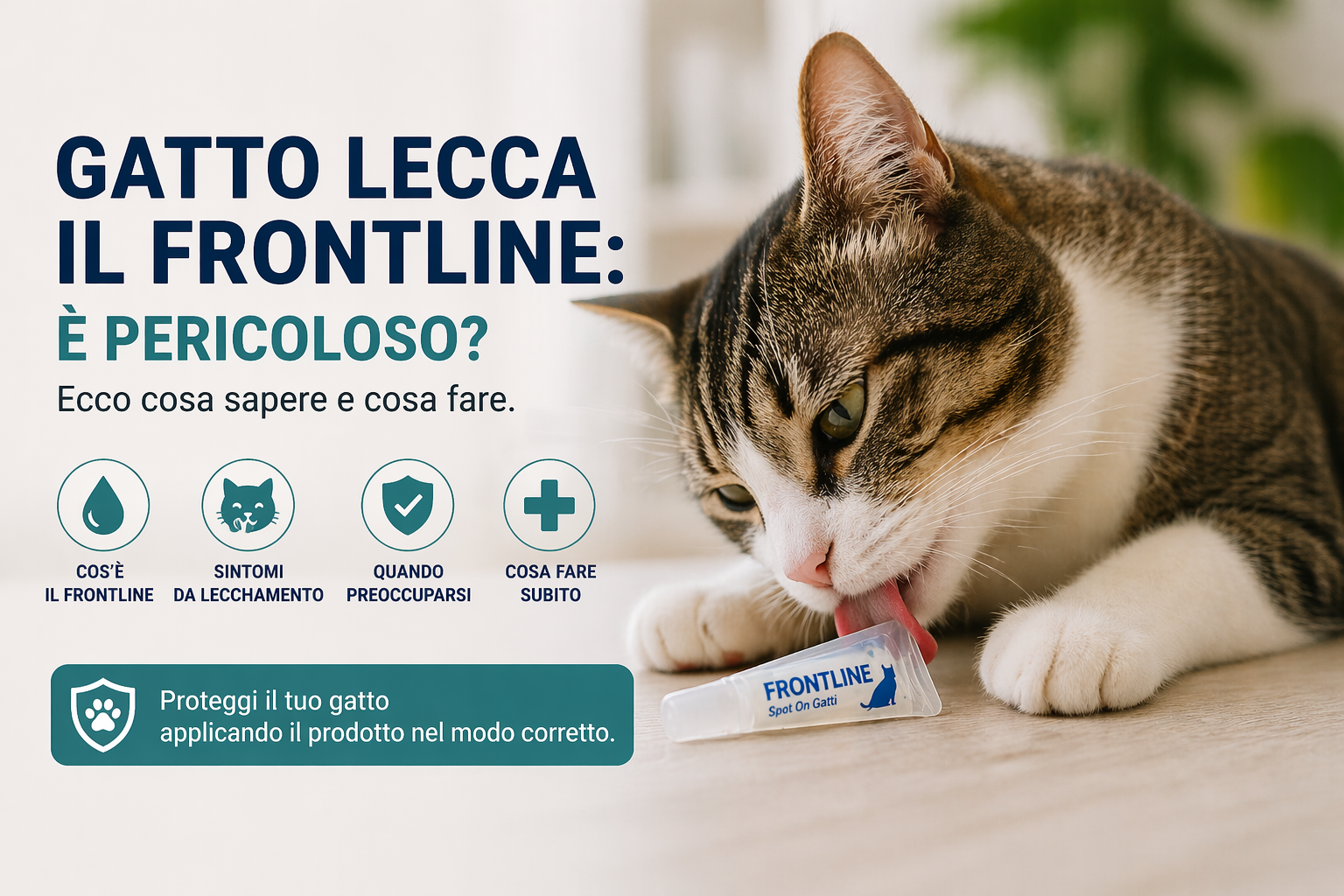 Il gatto ha leccato il Frontline: è pericoloso? Sintomi e cosa fare