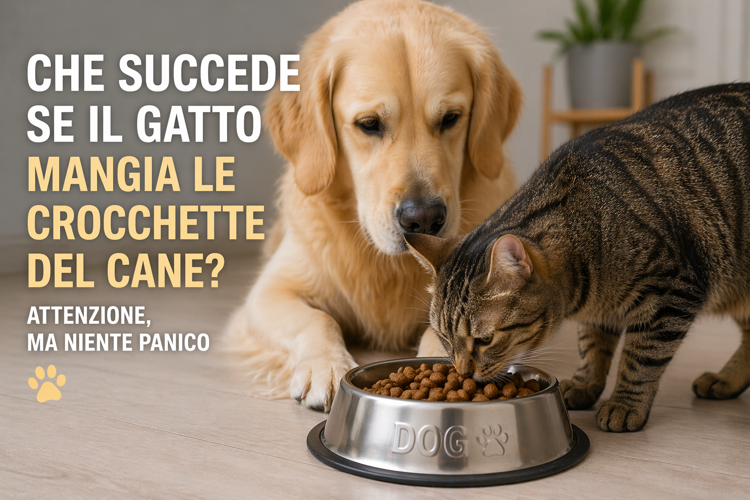 Che succede se il gatto mangia le crocchette del cane? Attenzione, ma niente panico