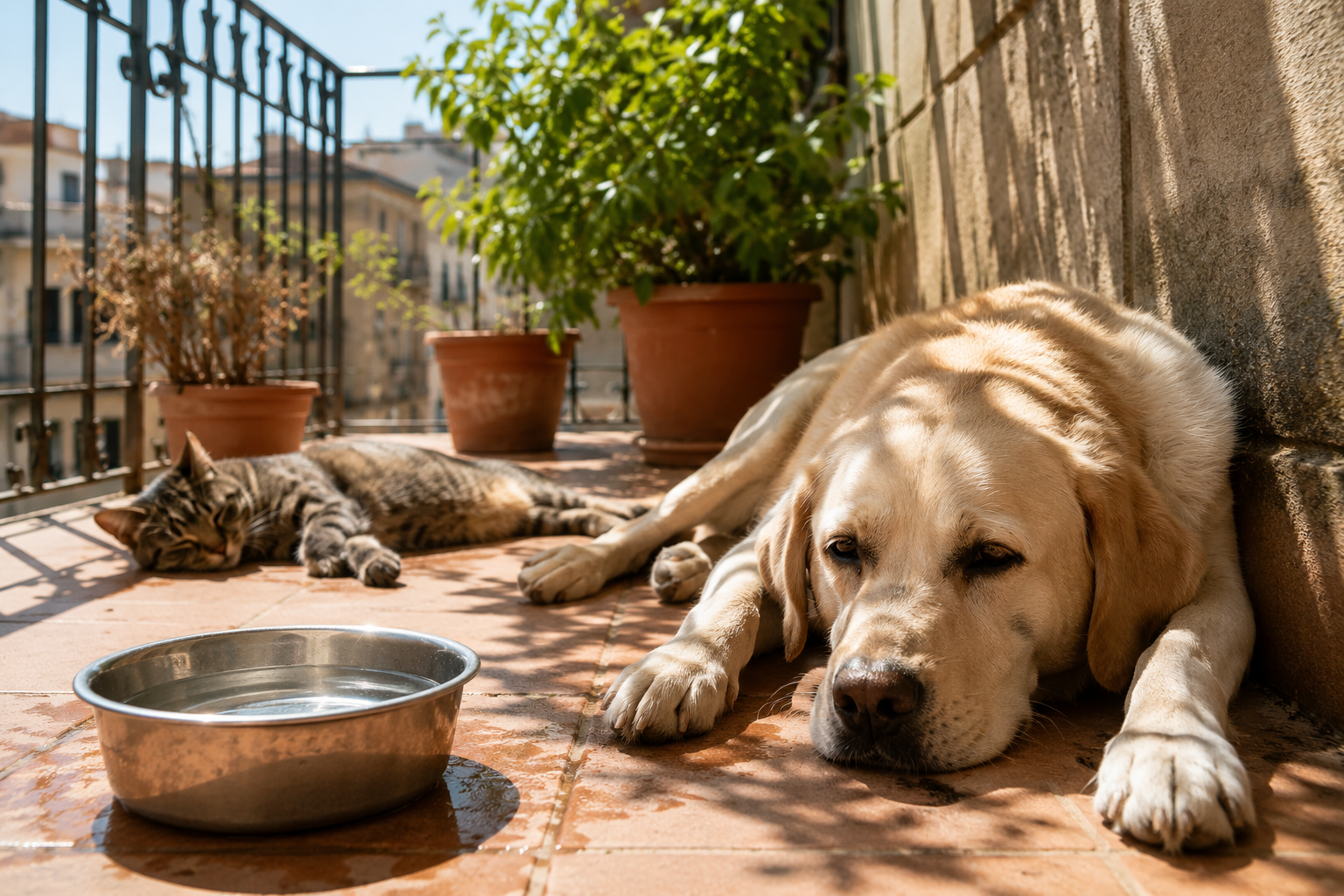 Caldo estremo e ordinanze comunali: divieto di lasciare gli animali al sole su balconi e terrazzi