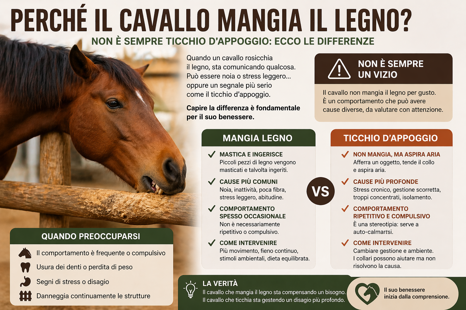 Perché il cavallo mangia il legno? Attenzione: non è sempre quello che pensi