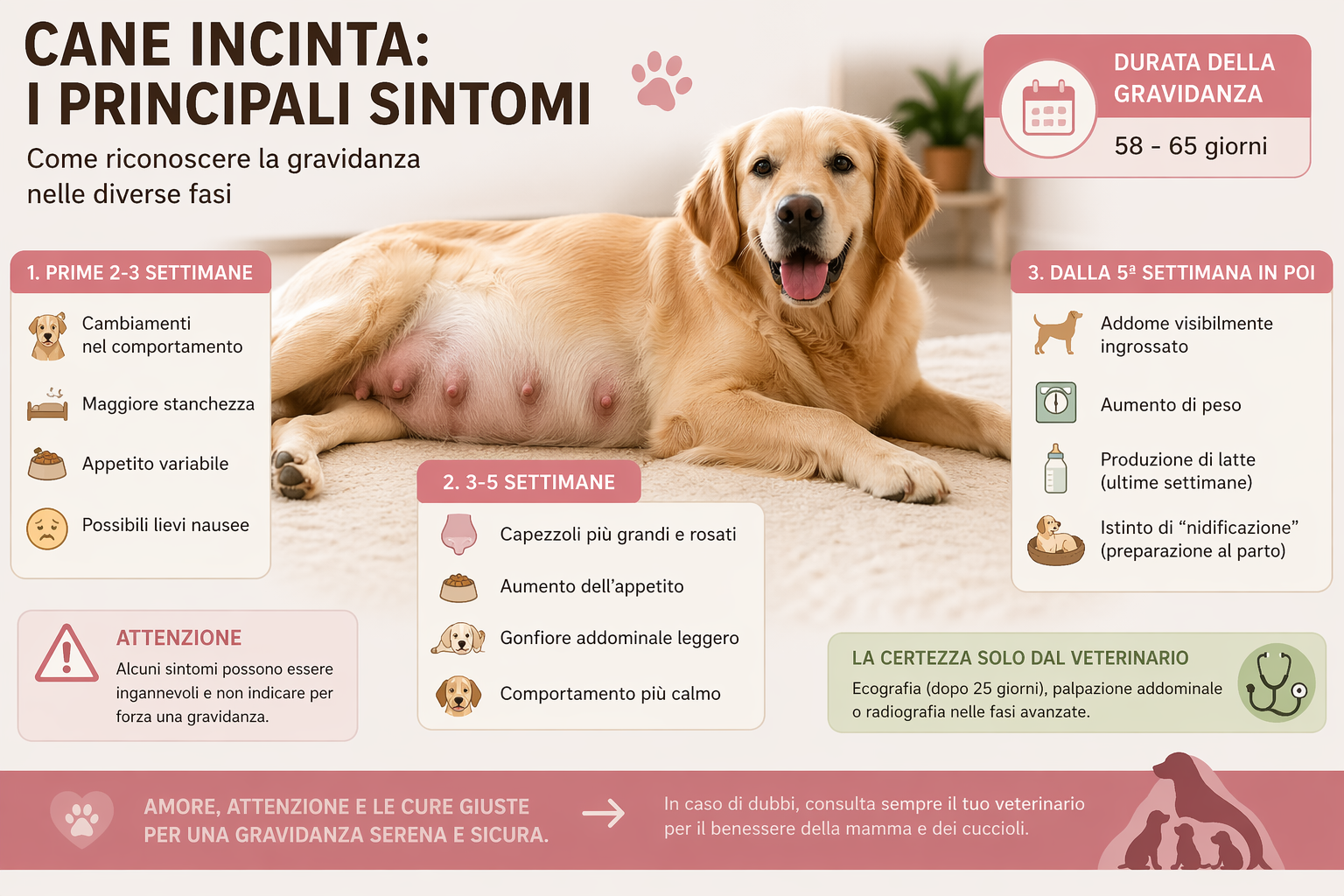 Quali sono i sintomi di un cane incinta? Tutti i segnali da riconoscere (senza errori)