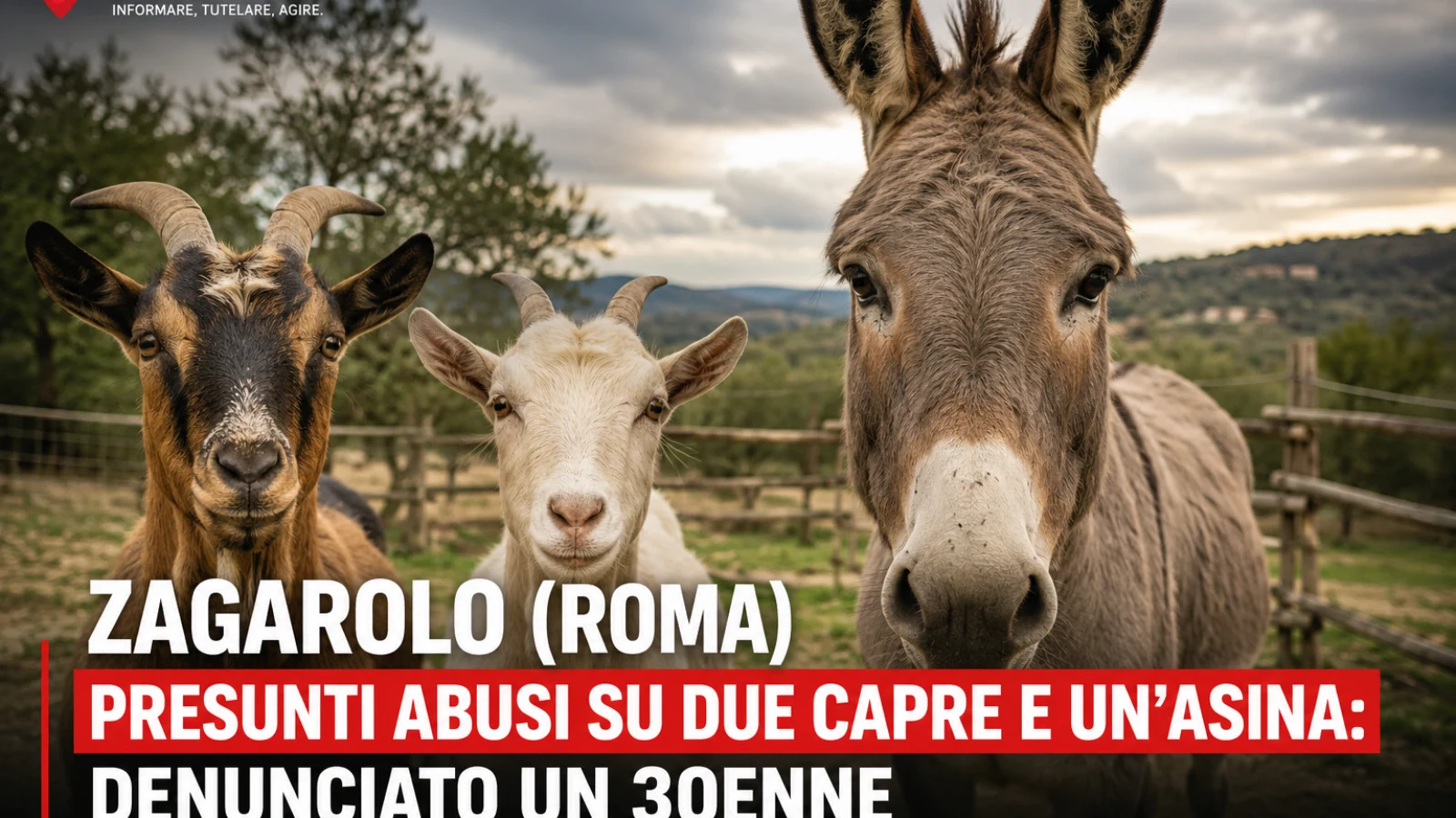 Zagarolo, presunti abusi su due capre e un’asina: denunciato un 30enne